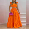women's solid color mid-waist trend sexy suspenders big swing skirt two-piece suit