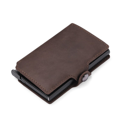 Rfid Cow Genuine Leather Wallets Men Credit Card Holder Wallet Slim Thin Mini Pop Up Smart Wallets Money Bags Male Purse Vallet