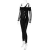 Sexy Straps Off Shoulder Long Sleeve Skinny Night Club Overalls Romper Sheer Mesh Patchwork Velvet Jumpsuit Women Jumps Suits