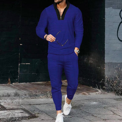 Custom Logo Slim Fit Sweatsuit Long Sleeve Two Piece Set Mens Casual Track Suit Sports Wear Jogger 2 Piece Set Outfits