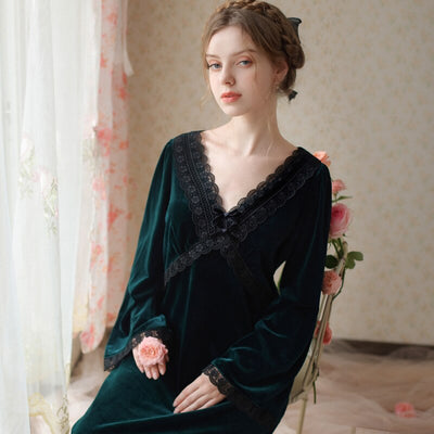 French Spring/Summer  Long Canary Fairy Nightgown Thick Home Dress with Loose Flared Sleeves
