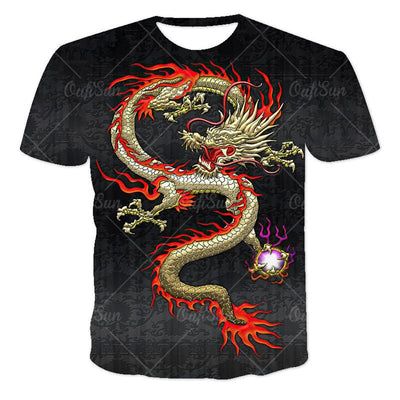 Summer Dragon 3D Printed Pattern Men's T-shirt Casual Sports O Collar Short Sleeved Shirt Hip-Hop Harajuku Oversized T Shirt 6XL