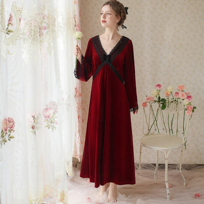 French Spring/Summer  Long Canary Fairy Nightgown Thick Home Dress with Loose Flared Sleeves