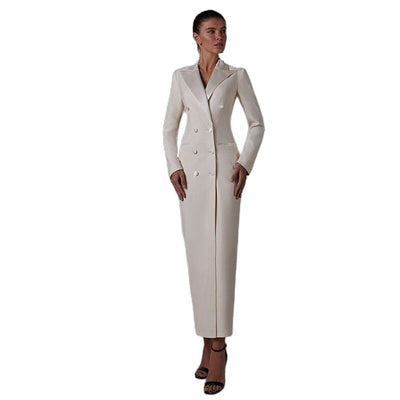 Women's Suit Long Jacket One Piece Blazer Double Breasted Formal Tuxedo Party Dress костюм женский