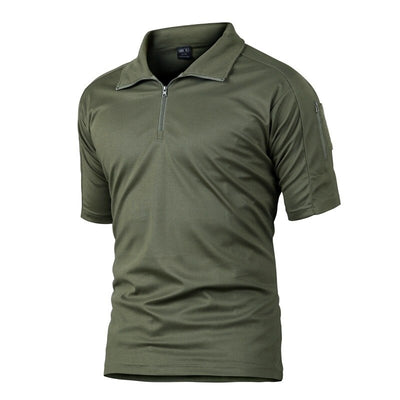 Men Summer Shirt Solid Color Green Polo