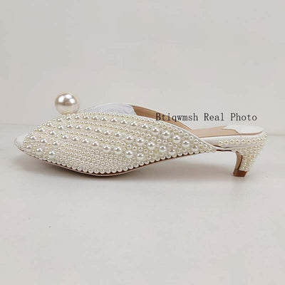 Big Pearl Gladiator Sandals Woman Open Toe Rhinestone Diamond High Heels Pumps Woman Pure Wedding Shoes