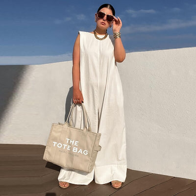 Lemongor Female Solid Color Sleeveless Wide Leg Jumpsuits Summer Fashion Loose Casual Cool Jump Suits For Women 2023 New