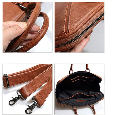 New Fashion Women's Briefcase 14 Inch Laptop Portable Handbag Shoulder Bag Female Business Leather Crossbody Bags Women Handbags