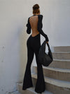 Backless Bodycon Jumpsuit Sexy Chic Jumpsuit Wide Leg Pants Full Body Fitted Jumpsuit Woman Tight Overall Y2k Catsuit Jump Suit