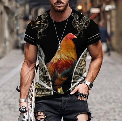 Big Rooster Animal 3D Print T Shirt Men's Loose Short Sleeve O Neck Shirt Oversized Top Summer Dress