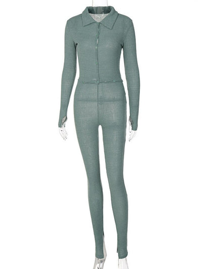 2023 New Autumn Solid Color Threaded Cardigan Jumpsuit Women One-pieces Jump Suits for Women Overalls Bodysuit Female Clothing
