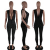 2022 Fashion Sexy Women Jumpsuits Rompers Black Apricot Deep V-Neck Evening Club Bodycon Playsuit Casual Jogging Semmer Dress