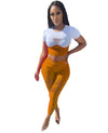 Women Sporty Active Wear Matching Sets Short Sleeve Patchwork Top Tees and Hollow Leggings 2 Two Piece Workout Outfits Sportwear