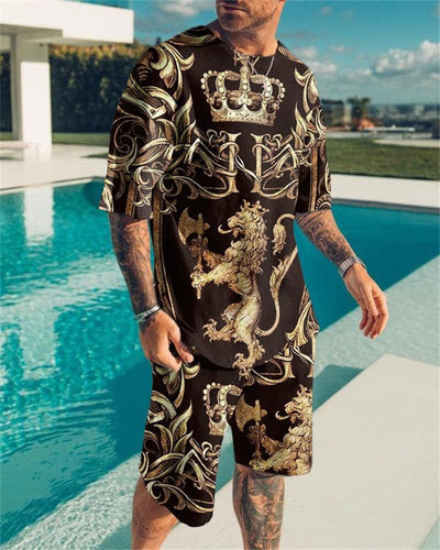 Men's Summer Tracksuit Set 3D Printed T-shirt Set Sportswear Male Oversized Clothing Shorts Suit Men's 2 Piece Outfit Track suit