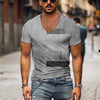 Men's Vintage T-shirt Summer 3d Striped V Neck Short Sleeve Oversized Casual Style Top Breathable Y2k Male Clothing T Shirt 2023