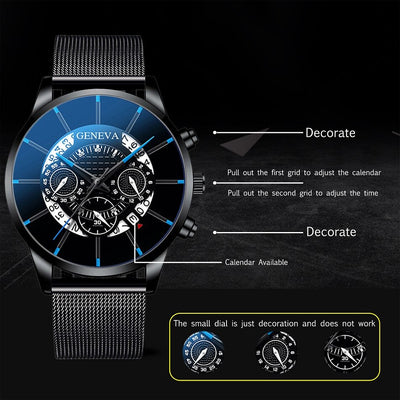 2023 New Men's Fashion Business Watches for Men Golden Stainless Steel Watch Mesh Strap Casual Quartz Wrist Watch reloj hombre