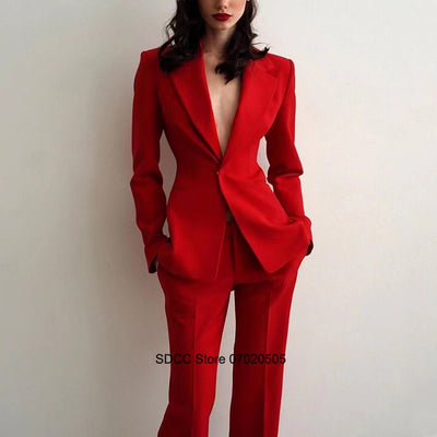 Women's Suit 2pcs Slim Fit Spike Collar Prom Party Wedding Custom Blazer Dress Evening Dresses for Prom Pants Outfit Traf Set