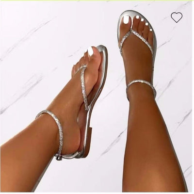 Women's Shoes 2023 Summer Ankle Strap Women's Sandals Beach Flip Flops Fashion Gold Flat Roman Women Sandals Sandalias De Mujer