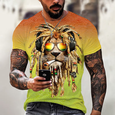 2023 Funny Animal Lion 3D Printed T-Shirt Men Women Fashion Casual Cool T Shirt Reggae Design Harajuku Streetwear Oversized Tops