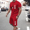 Summer Black and Red 2pk Sportswear Spades Oversize Dress Retro Beach Style 3d Printed T-shirt Men's Set T-shirt Shorts
