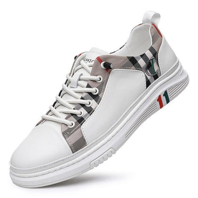 Men's White Casual Shoes 2021 Summer Autumn New Men Sneakers Lace-up Skateboarding Shoes PU Leather Round Shoes Zapatos Hombre