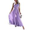 Prom Jumpsuit Double Layers Lady Dress Wide Leg Split Hem Lady Jumpsuit Women Garment