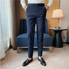 2023 Men High Quality Stripes Business Suit Trousers/Male Slim Fit Pure color Suit Trousers Casual Formal Mens Dress Pants 38