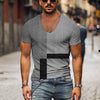 Men's Vintage T-shirt Summer 3d Striped V Neck Short Sleeve Oversized Casual Style Top Breathable Y2k Male Clothing T Shirt 2023