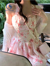 2 Piece Dress Set Women Floral Mini Dress + Casual Blouse Korean Fashion Suits Sweet Clothing Sexy Dress Party Beach 2022 Summer