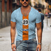 Men's Vintage T-shirt Summer 3d Striped V Neck Short Sleeve Oversized Casual Style Top Breathable Y2k Male Clothing T Shirt 2023