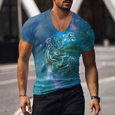 Oversized Animal T-shirt Men Black Tees Lion Print Shirts Pattern V-neck Tops Fashion Casual Short Sleeve Summer Men's Clothing