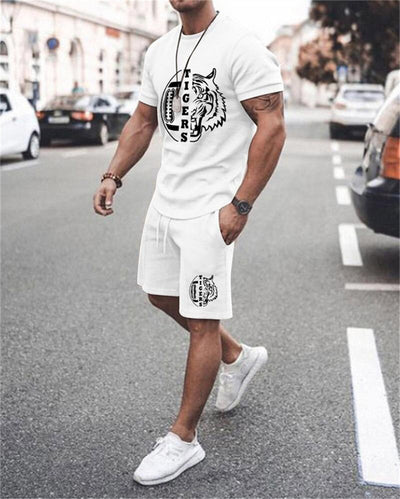 Summer Black and Red 2pk Sportswear Spades Oversize Dress Retro Beach Style 3d Printed T-shirt Men's Set T-shirt Shorts