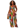 Summer 2022 Casual Loose Jump Suits for Women Tie-dye Print Suspenders Backless and Floor Wide Leg Pants Women's Wear