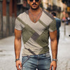 Men's Vintage T-shirt Summer 3d Striped V Neck Short Sleeve Oversized Casual Style Top Breathable Y2k Male Clothing T Shirt 2023