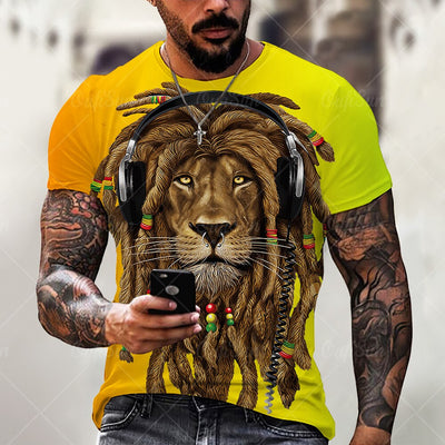 2023 Funny Animal Lion 3D Printed T-Shirt Men Women Fashion Casual Cool T Shirt Reggae Design Harajuku Streetwear Oversized Tops