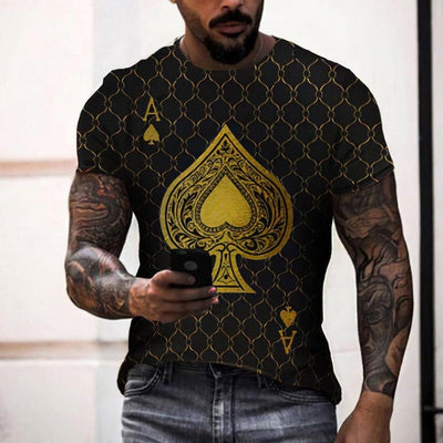 2022 Summer casual 3D Poker A-pattern Series Printed Men's breathable T-shirts Short sleeves O-collar Oversized t-shirt
