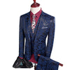 Men Suit  Business Leisure Single Breasted Suits 3 Pieces Sets Male Printing Groom Wedding Dress Jacket Blazers Coat Vest Pants