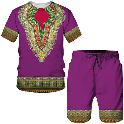 Fashion Funny Harajuku Summer Clothes For Men Leisure O-neck Short Sleeve Tees Set Outdoor Sports Top Shorts 2 Piece Outfit Sets