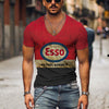 Men's Vintage T-shirt Summer 3d Striped V Neck Short Sleeve Oversized Casual Style Top Breathable Y2k Male Clothing T Shirt 2023