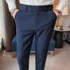 2023 Men High Quality Stripes Business Suit Trousers/Male Slim Fit Pure color Suit Trousers Casual Formal Mens Dress Pants 38