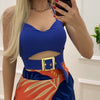 Sexy Babe Sleeveless Top & Printed Long Dress Two-Piece Set for 2023 Summer Ladies Fashion European American Women's Skirt Sets