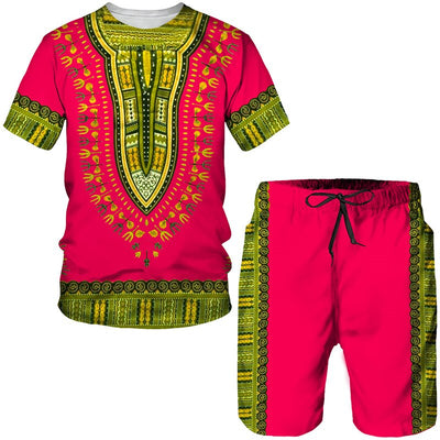 Fashion Funny Harajuku Summer Clothes For Men Leisure O-neck Short Sleeve Tees Set Outdoor Sports Top Shorts 2 Piece Outfit Sets