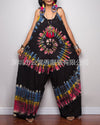 Summer New Women's Dress 2022 Vintage Street Fashion Casual Tie Dye Print Wide Leg Lace Loose Bodysuit Women