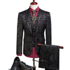 Men Suit  Business Leisure Single Breasted Suits 3 Pieces Sets Male Printing Groom Wedding Dress Jacket Blazers Coat Vest Pants
