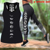 Moon Phase Yoga Wear Active Wear Printed 3D Tank Top & Leggings Shirt Sleeveless Hollow Out Tank Top and High Waist Leggings