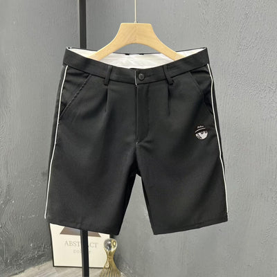 Embroidered Logo Summer Golf Casual Suit Shorts Men's Plankton Big Shorts 2023 New Striped Five-point Dress Pants Mid-pants