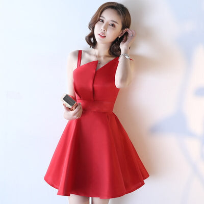 New Korean Version Of The Dress Short Irregular Neckline Waist Slim Elegant Dress Party Small Dress Women's Clothing