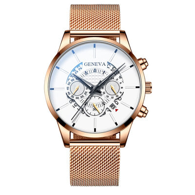 2023 New Men's Fashion Business Watches for Men Golden Stainless Steel Watch Mesh Strap Casual Quartz Wrist Watch reloj hombre