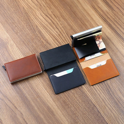 Credit Card Holder for Men Bank Cards Holders Leather RFID Wallet Mini Money Clips Business Luxury Women Small Purse