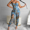 Print Off Shoulder Fashion Women Jumpsuits Sexy Lace Up Workout Active Wear Fashion Overalls One Piece Bodycon Rompers Clubwear